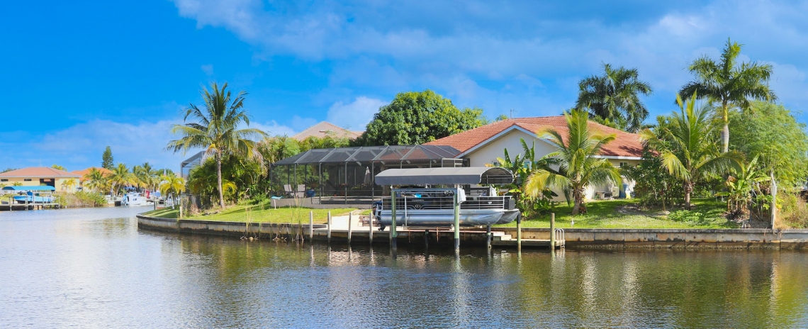 Home with a Boat Dock on a Canal in Cape Coral, Florida Home with a Boat Dock on a Canal in Cape Coral, Florida