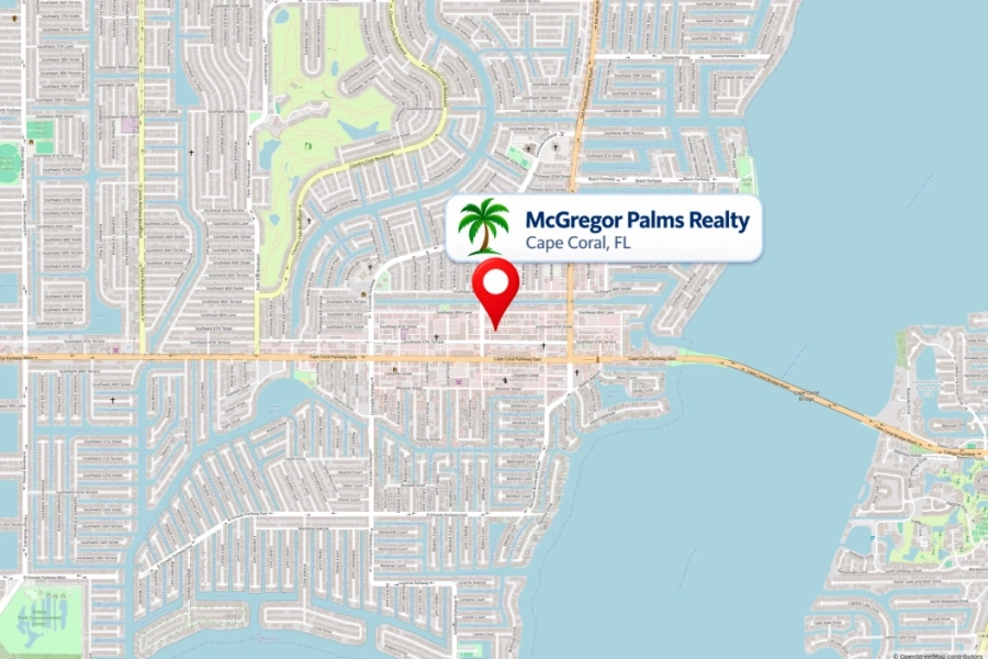McGregor Palms Realty Office Location Map showing the location of McGregor Palms Realty in Cape Coral, Florida