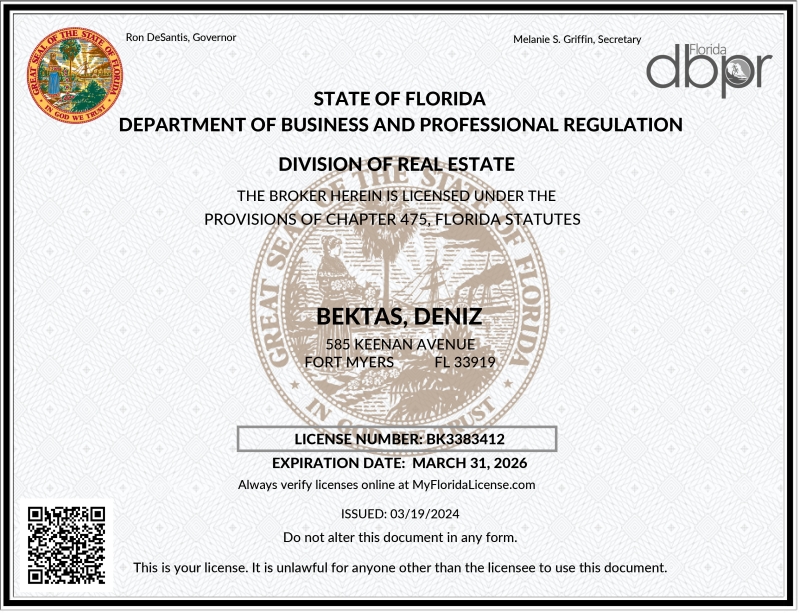 Broker License Deniz Bektas BK3383412